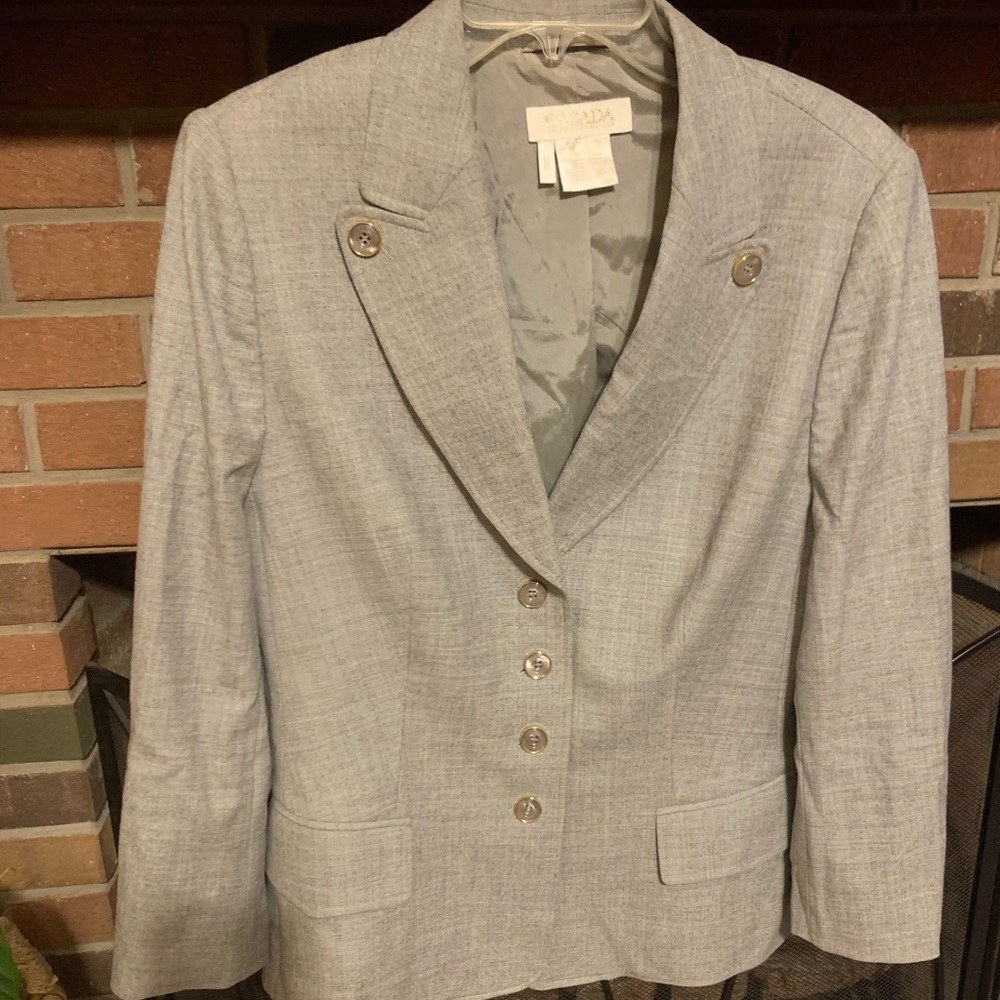 M Escada Margaretha Ley Elegant Pale Heather Gray virgin wool blazer